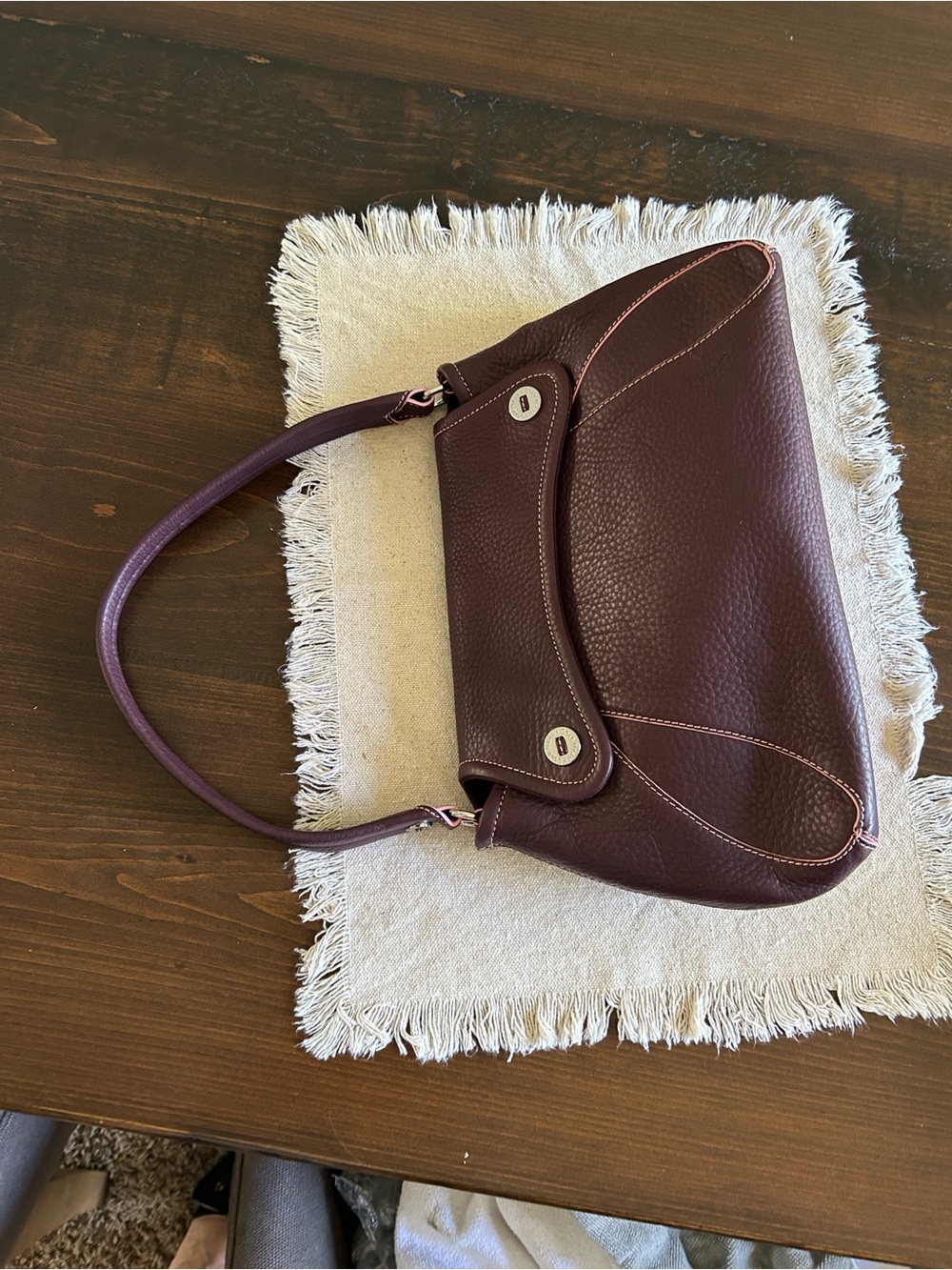 Cole Haan Pebbled Leather Shoulder Bag in Burgundy - Picture 2 of 8